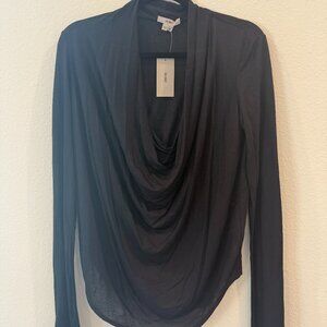 Helmut Lang Black Thin Ribbed Long Sleeve Top